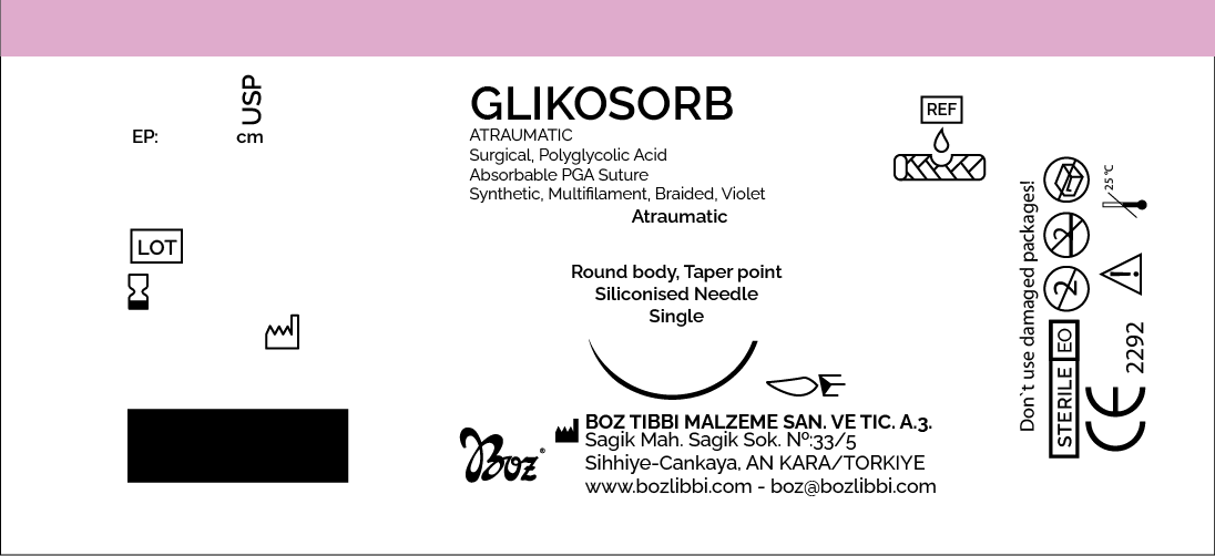 GLICOSORB USP 0 (М3,5) колюча голка 1/2 кола 35 мм, довжина 75см